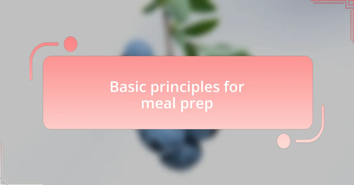 Basic principles for meal prep