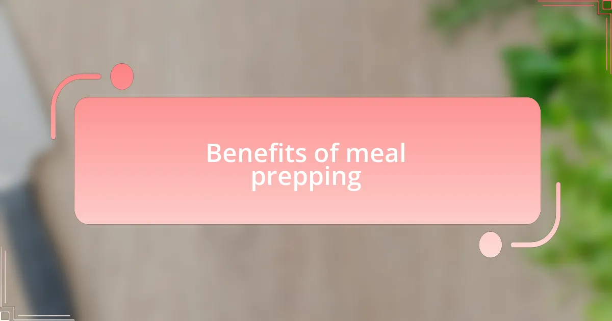 Benefits of meal prepping