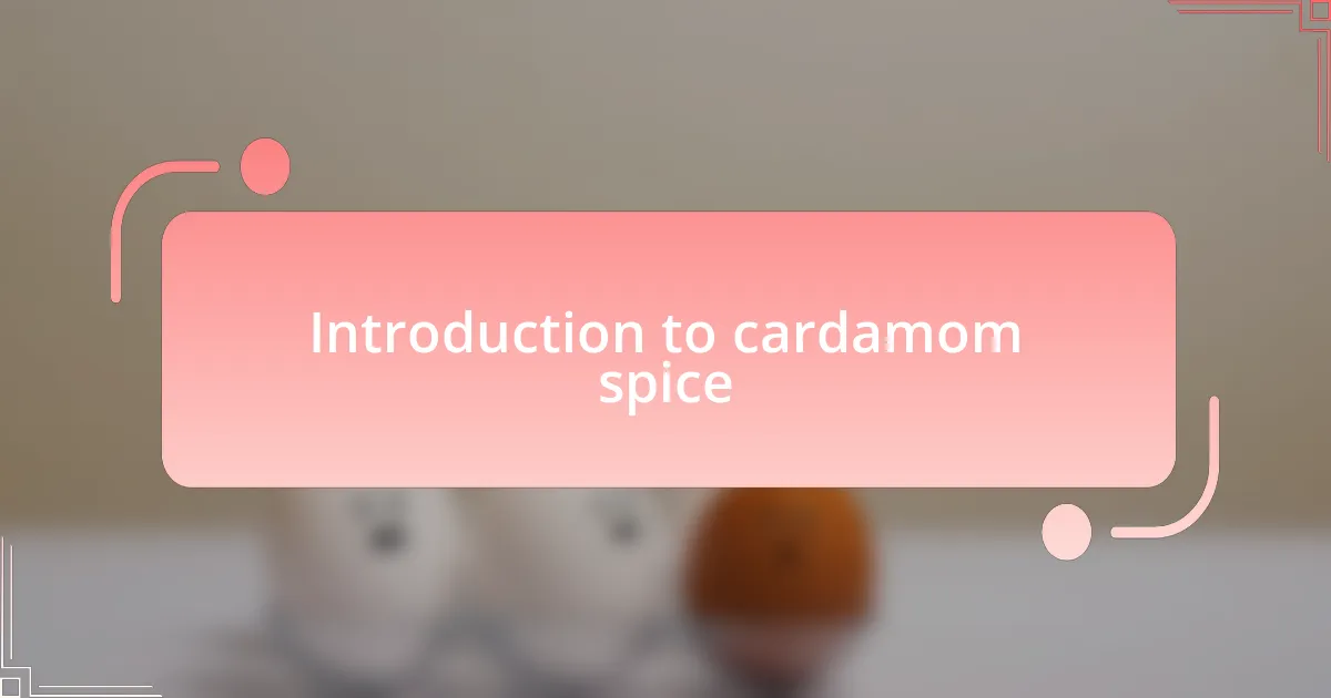 Introduction to cardamom spice