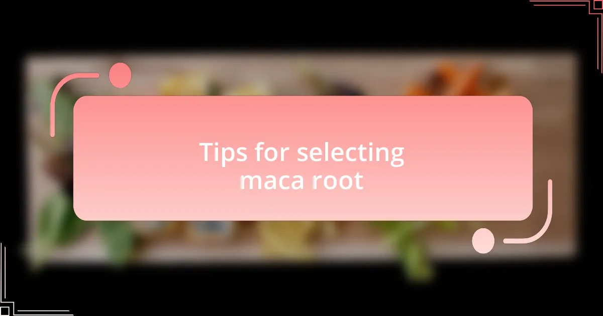 Tips for selecting maca root